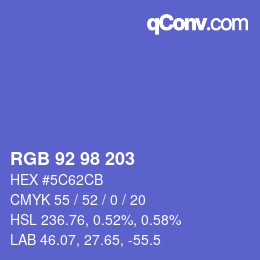 Color code: RGB 92 98 203 | qconv.com