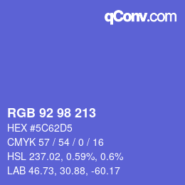 カラーコード: RGB 92 98 213 | qconv.com