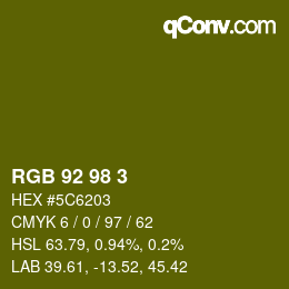 Color code: RGB 92 98 3 | qconv.com