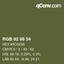 カラーコード: RGB 92 98 54 | qconv.com