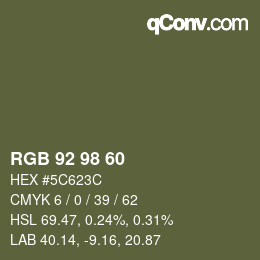 Color code: RGB 92 98 60 | qconv.com