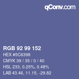 Color code: RGB 92 99 152 | qconv.com