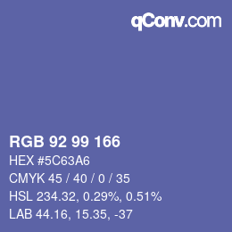 カラーコード: RGB 92 99 166 | qconv.com