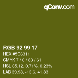 カラーコード: RGB 92 99 17 | qconv.com