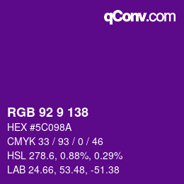Color code: RGB 92 9 138 | qconv.com
