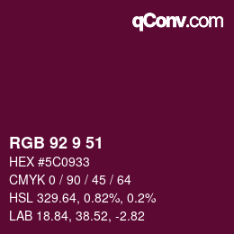 Color code: RGB 92 9 51 | qconv.com