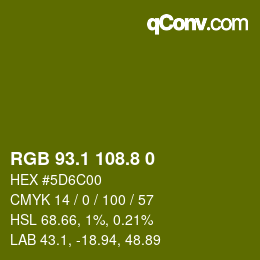 カラーコード: RGB 93.1 108.8 0 | qconv.com