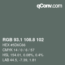 Color code: RGB 93.1 108.8 102 | qconv.com
