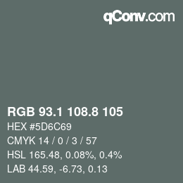 Color code: RGB 93.1 108.8 105 | qconv.com