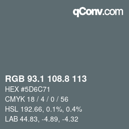 Farbcode: RGB 93.1 108.8 113 | qconv.com