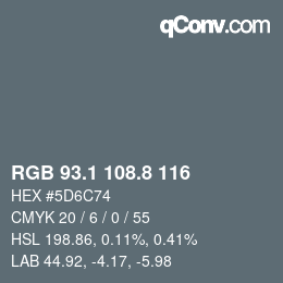 Color code: RGB 93.1 108.8 116 | qconv.com