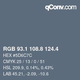 カラーコード: RGB 93.1 108.8 124.4 | qconv.com