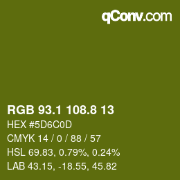 カラーコード: RGB 93.1 108.8 13 | qconv.com