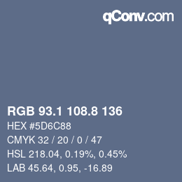Color code: RGB 93.1 108.8 136 | qconv.com