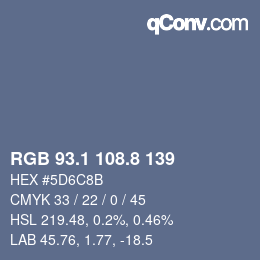 Farbcode: RGB 93.1 108.8 139 | qconv.com