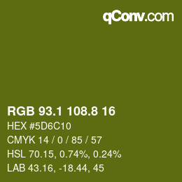 カラーコード: RGB 93.1 108.8 16 | qconv.com