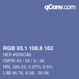 カラーコード: RGB 93.1 108.8 162 | qconv.com