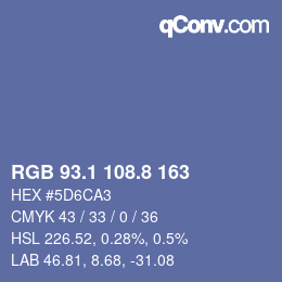 カラーコード: RGB 93.1 108.8 163 | qconv.com