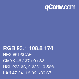 Farbcode: RGB 93.1 108.8 174 | qconv.com