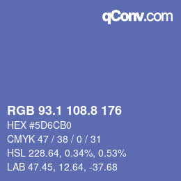 Color code: RGB 93.1 108.8 176 | qconv.com