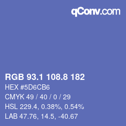 カラーコード: RGB 93.1 108.8 182 | qconv.com