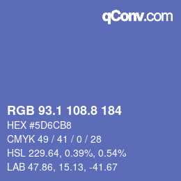 Farbcode: RGB 93.1 108.8 184 | qconv.com