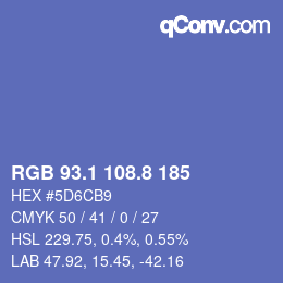 Color code: RGB 93.1 108.8 185 | qconv.com
