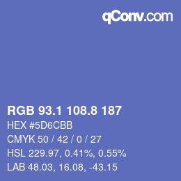 Farbcode: RGB 93.1 108.8 187 | qconv.com