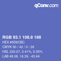カラーコード: RGB 93.1 108.8 188 | qconv.com