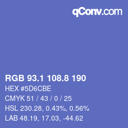 カラーコード: RGB 93.1 108.8 190 | qconv.com
