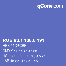 カラーコード: RGB 93.1 108.8 191 | qconv.com