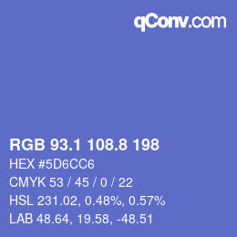 カラーコード: RGB 93.1 108.8 198 | qconv.com