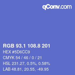 カラーコード: RGB 93.1 108.8 201 | qconv.com