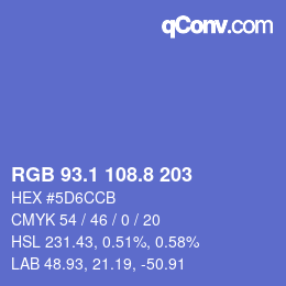 カラーコード: RGB 93.1 108.8 203 | qconv.com