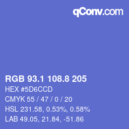 カラーコード: RGB 93.1 108.8 205 | qconv.com
