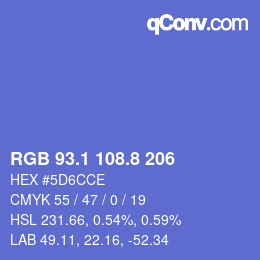 カラーコード: RGB 93.1 108.8 206 | qconv.com