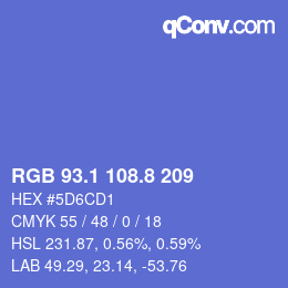 カラーコード: RGB 93.1 108.8 209 | qconv.com