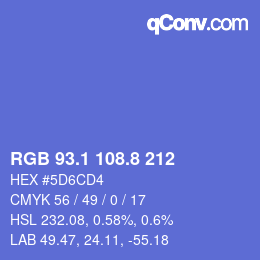 カラーコード: RGB 93.1 108.8 212 | qconv.com