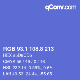 カラーコード: RGB 93.1 108.8 213 | qconv.com