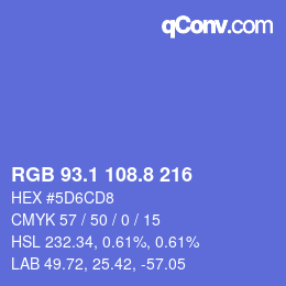 カラーコード: RGB 93.1 108.8 216 | qconv.com