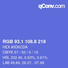 カラーコード: RGB 93.1 108.8 218 | qconv.com