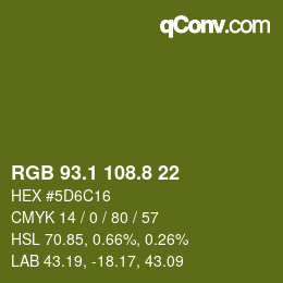 カラーコード: RGB 93.1 108.8 22 | qconv.com