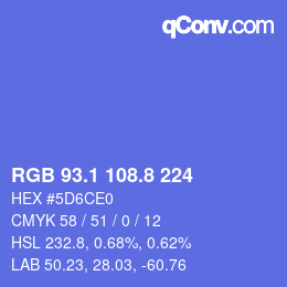 カラーコード: RGB 93.1 108.8 224 | qconv.com