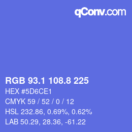 カラーコード: RGB 93.1 108.8 225 | qconv.com