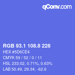 カラーコード: RGB 93.1 108.8 228 | qconv.com