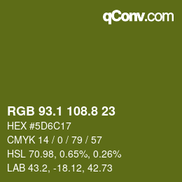 Color code: RGB 93.1 108.8 23 | qconv.com