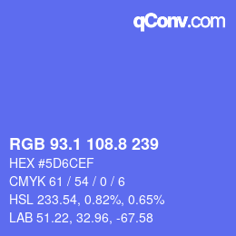 カラーコード: RGB 93.1 108.8 239 | qconv.com