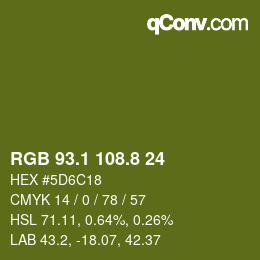 カラーコード: RGB 93.1 108.8 24 | qconv.com