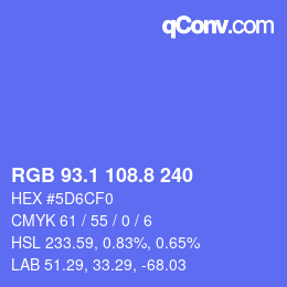 カラーコード: RGB 93.1 108.8 240 | qconv.com