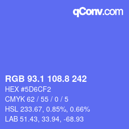 カラーコード: RGB 93.1 108.8 242 | qconv.com